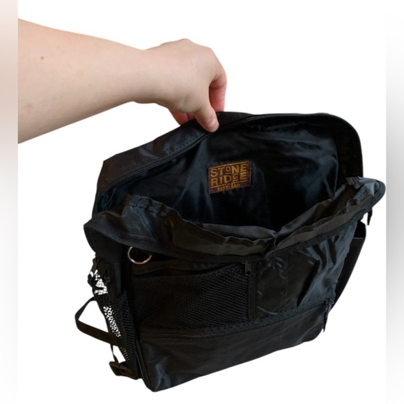 Vintage 90s Stone Ridge Medium Size Backpack w/ Adjustable Straps Black - Picture 10 of 16